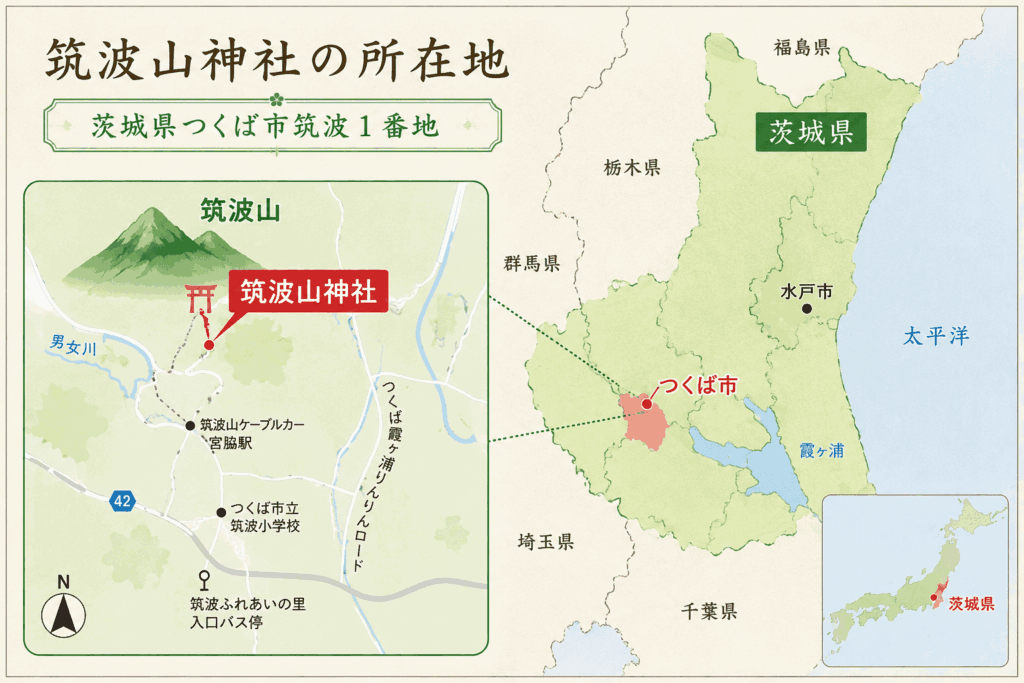 筑波山神社周辺の地図